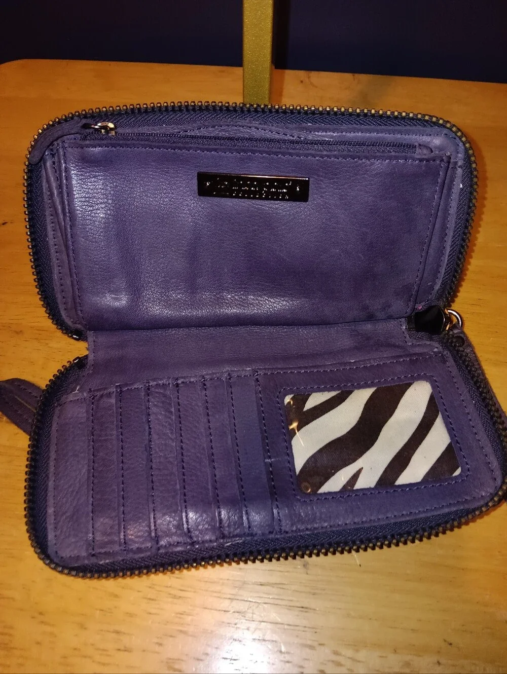 Linea Pelle Purple Leather Wristlet Wallet